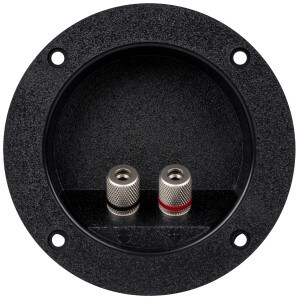 Round Speaker Terminal Cup 4-1/8" Satin Nickel Binding Post Banana Jack